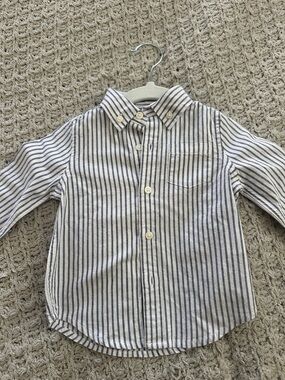 Janie and Jack Blue & White Striped Button-Down Shirt 6-12mos NWOT